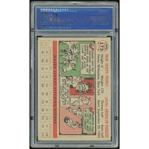 1956 Topps #173 Johnny Podres Card | PSA 7