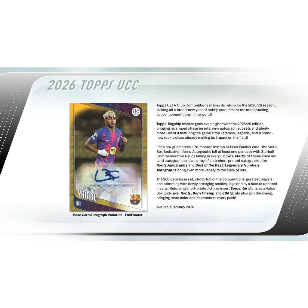 2025 26 Topps UEFA Club Competitions Soccer Blaster 40 Box Case (Ships Sealed Only) - D3