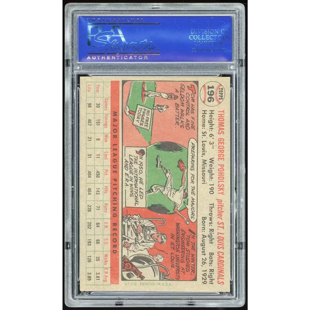 1956 Topps #196 Tom Poholsky Baseball Card | PSA 7