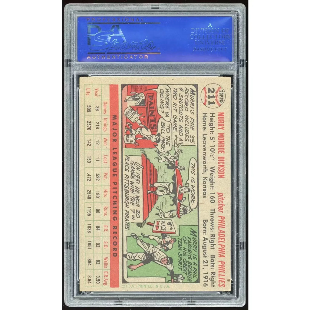 Murry Dickson 1956 Topps #211 Card | PSA 7