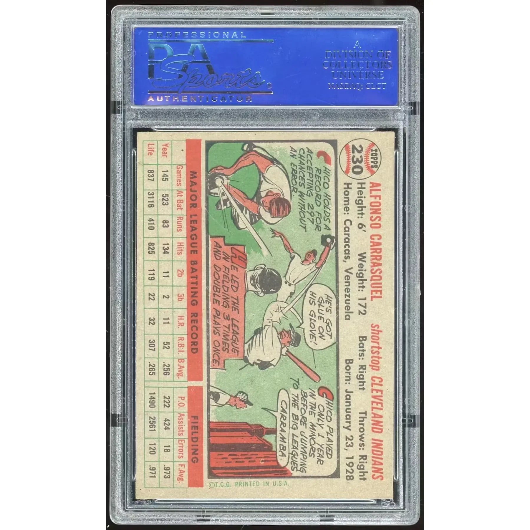 1956 Topps #230 Chico Carrasquel Card | PSA 7