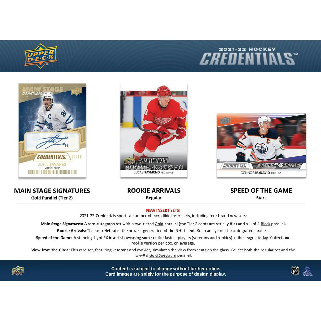 2021 22 Upper Deck Credentials Hockey Hobby Box (Ships Sealed Only)