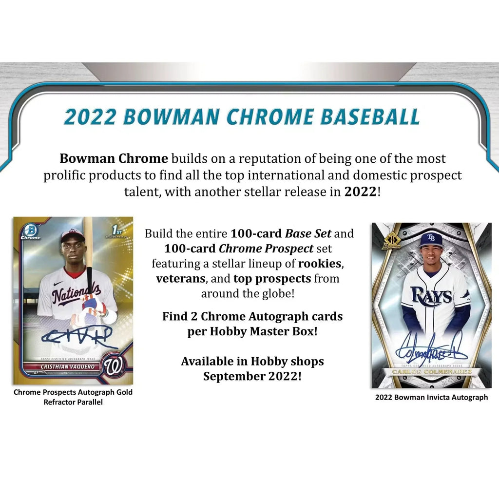 2022 Bowman Chrome Baseball Hobby Box (Ships Sealed Only) - D