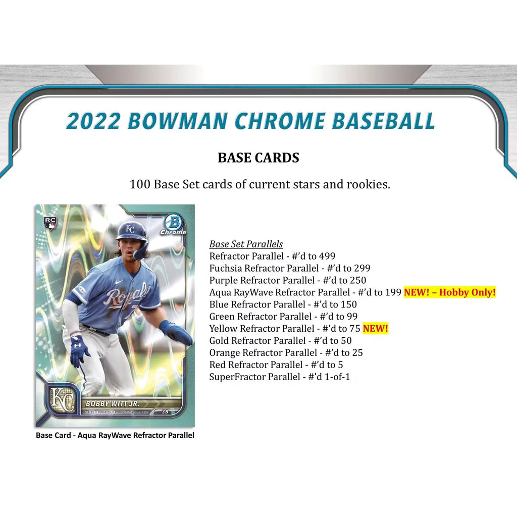 2022 Bowman Chrome Baseball Hobby Box (Ships Sealed Only) - D