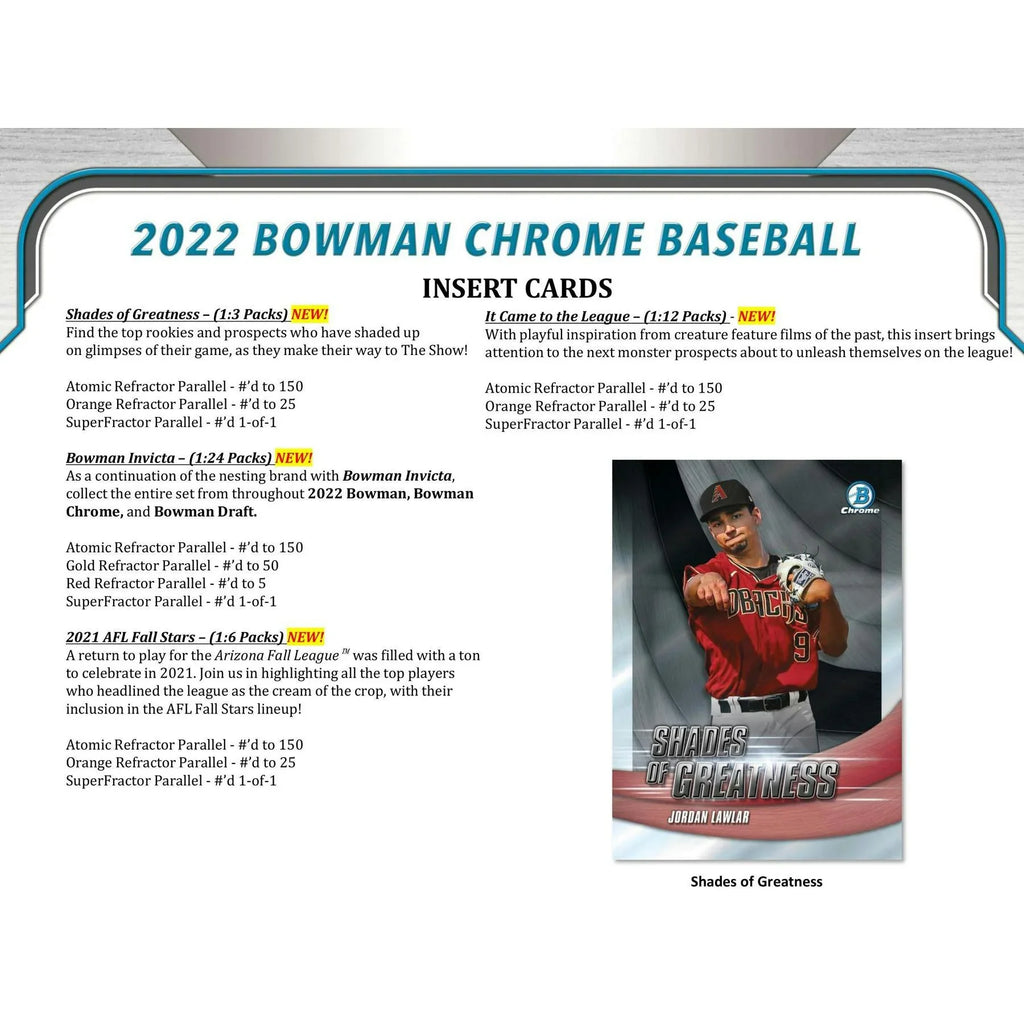 2022 Bowman Chrome Baseball LITE Box (Ships Sealed Only) - D