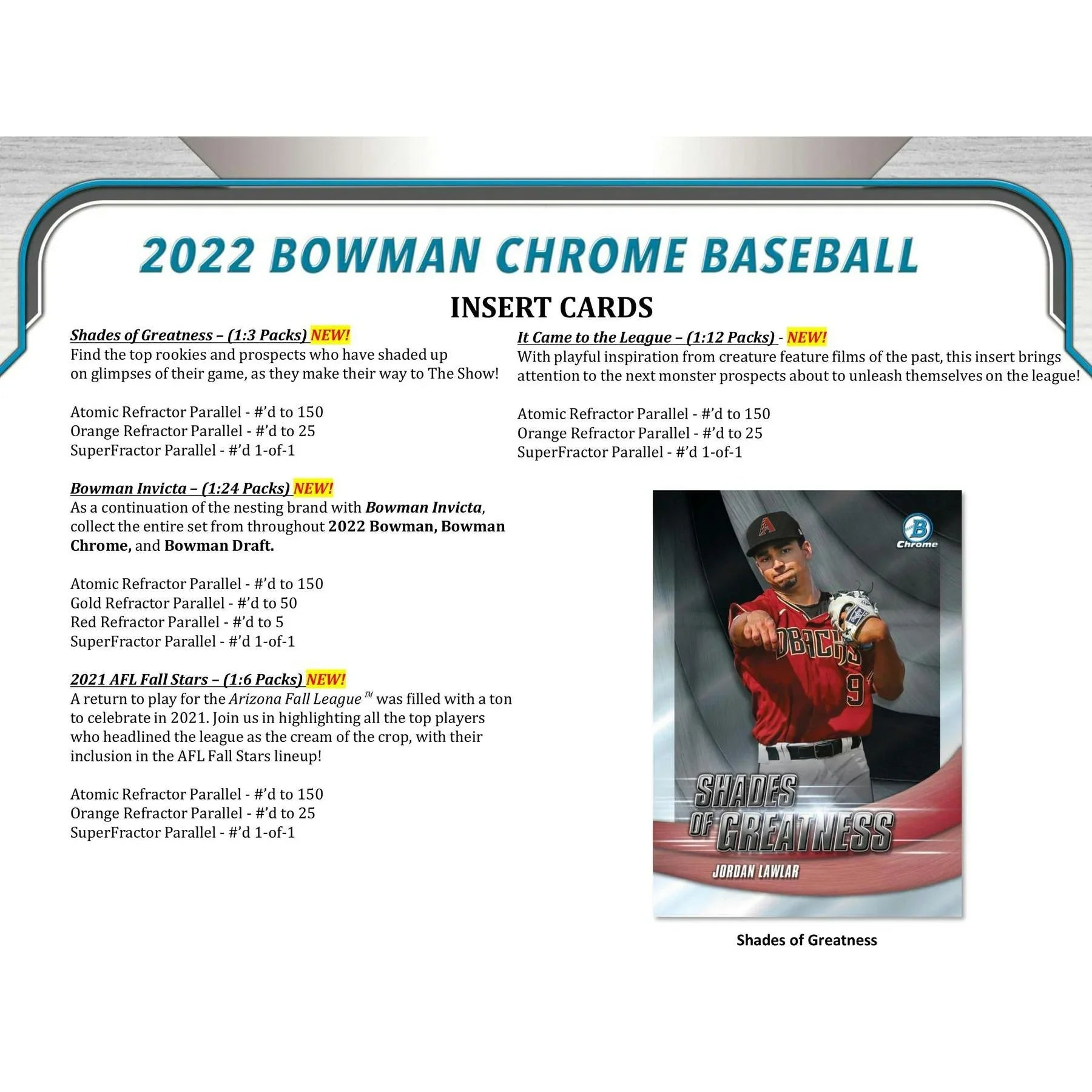 2022 Bowman Chrome Baseball LITE Box (Ships Sealed Only) - D