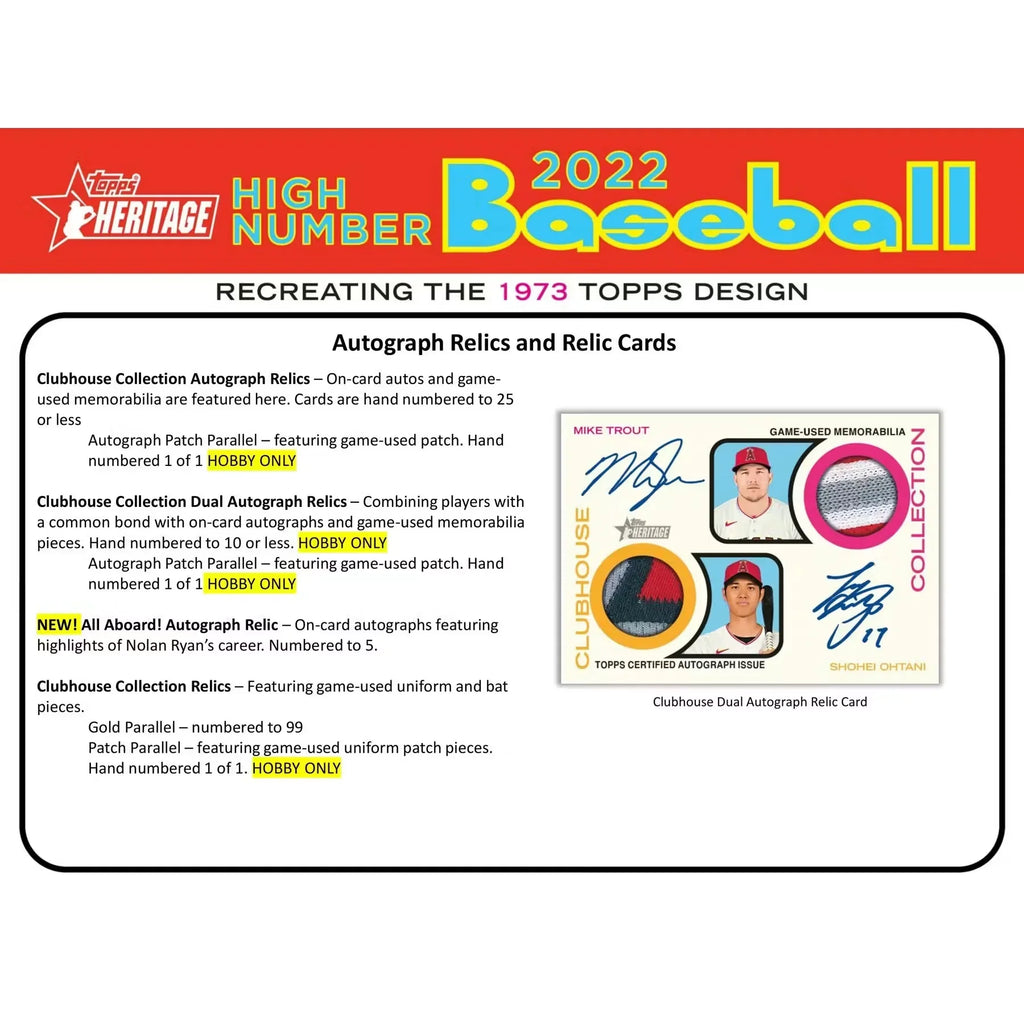 2022 Topps Heritage High Number Baseball Hobby 12-Box Case (Ships Sealed Only) - D