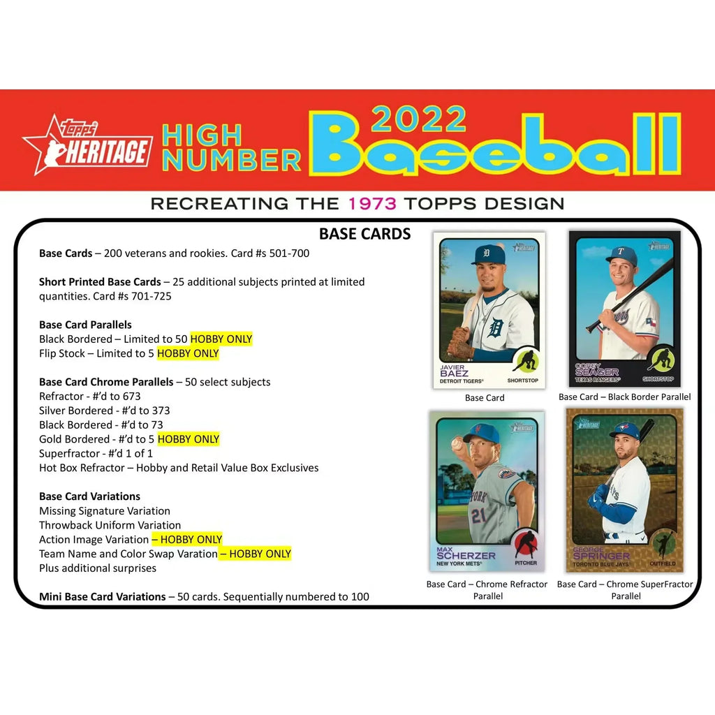 2022 Topps Heritage High Number Baseball Hobby Box (Ships Sealed Only) - D