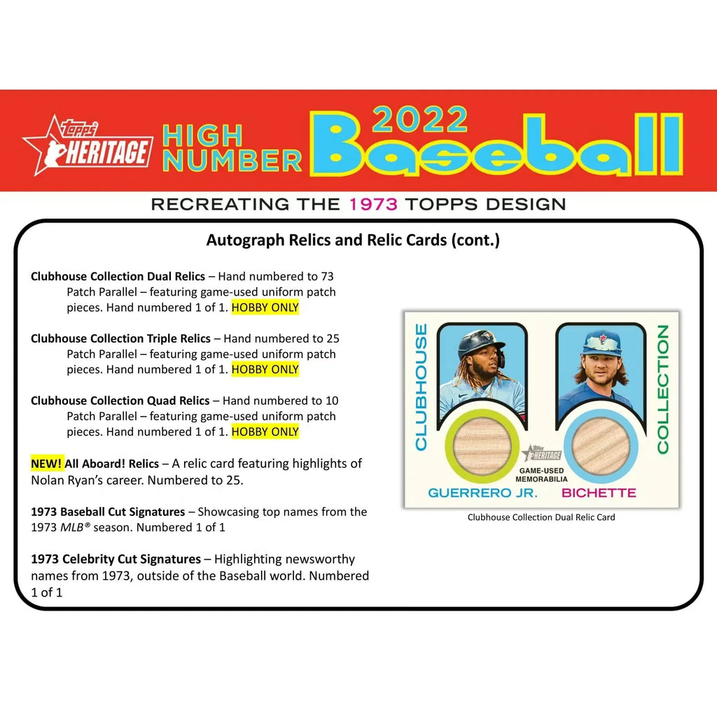 2022 Topps Heritage High Number Baseball Hobby Box (Ships Sealed Only) - D
