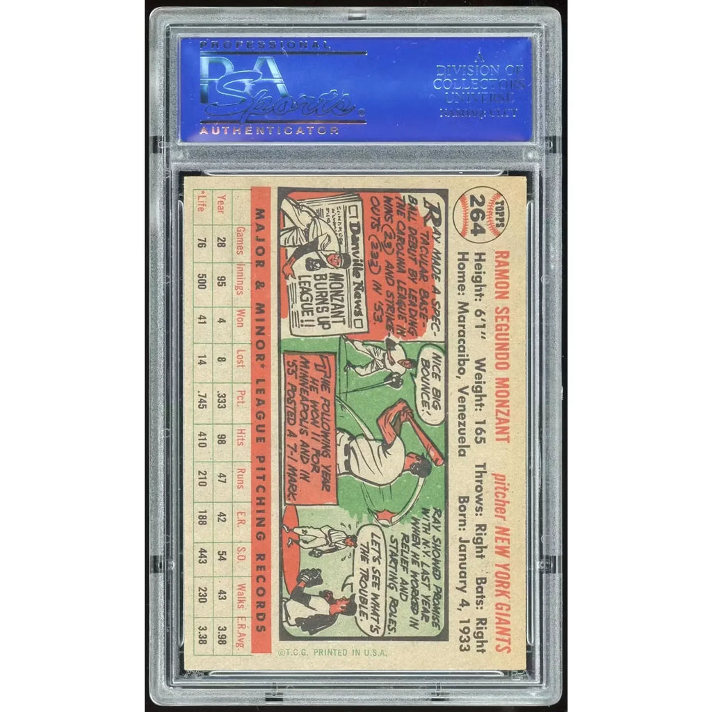 1956 Topps #264 Ray Monzant Baseball Card | PSA 8