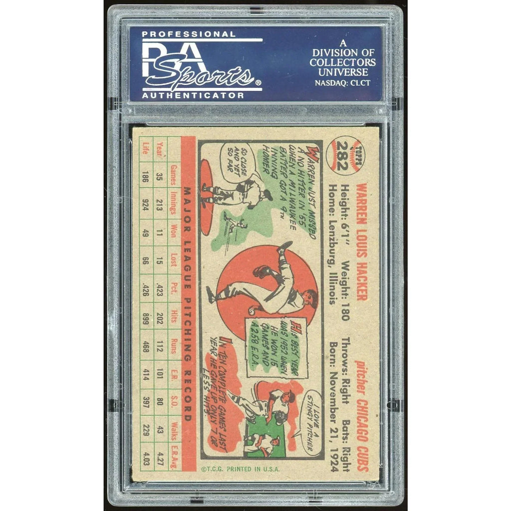 1956 Topps #282 Warren Hacker Baseball Card | PSA 7