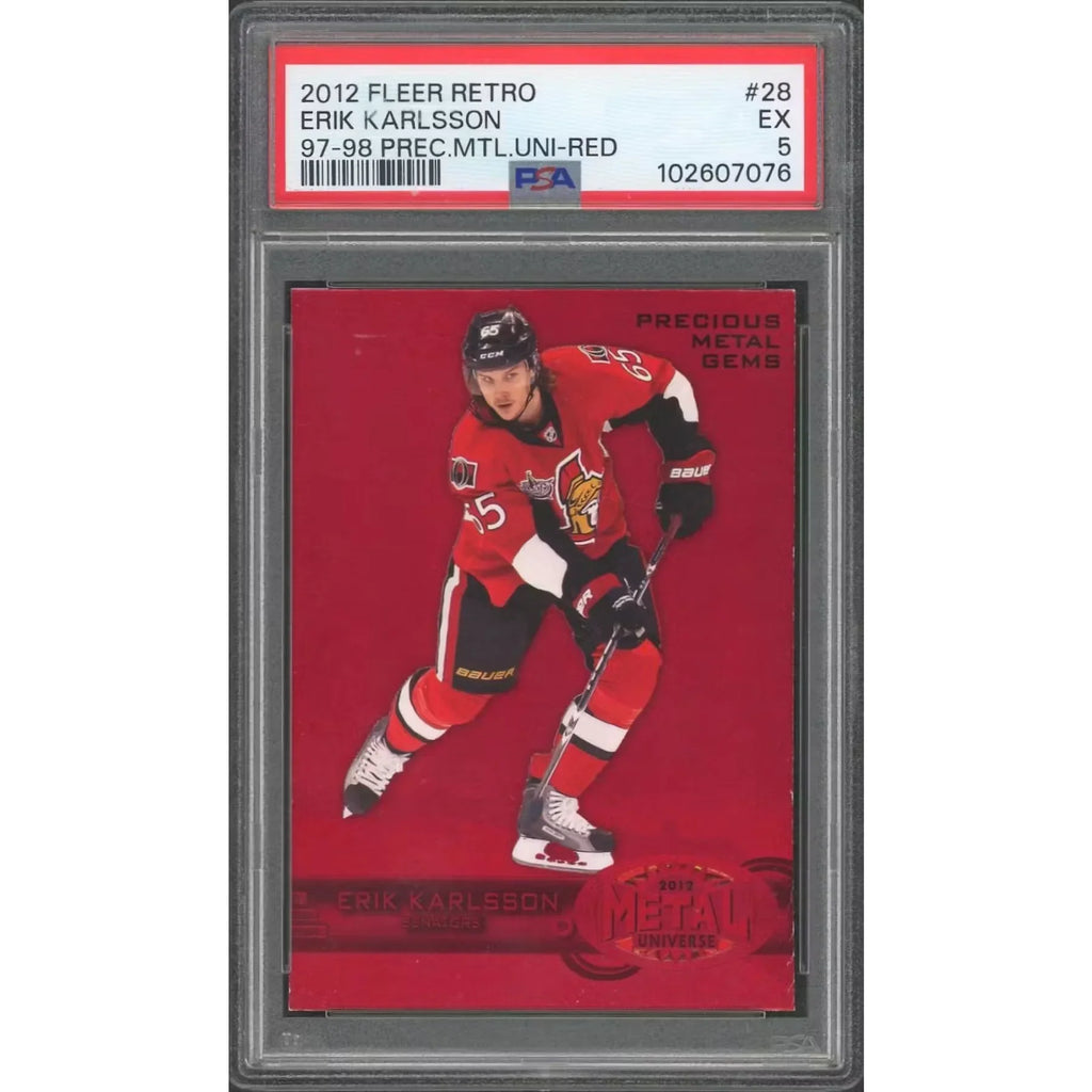 Erik Karlsson 2012-13 Fleer Retro Precious Metal Gems Red Card | PSA 5
