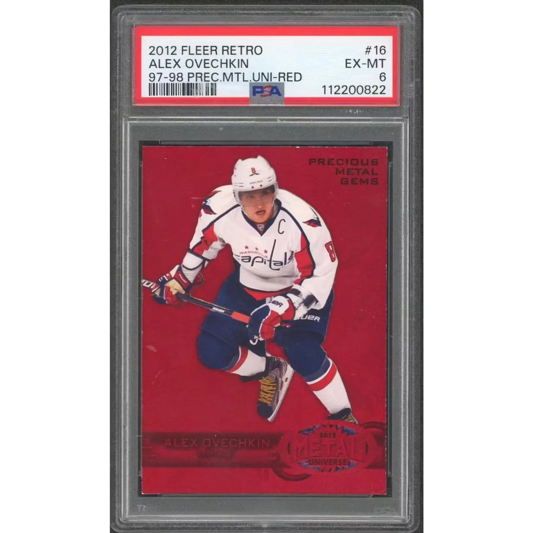 Alex Ovechkin 2012-13 Fleer Retro Precious Metal Gems Card | PSA 6