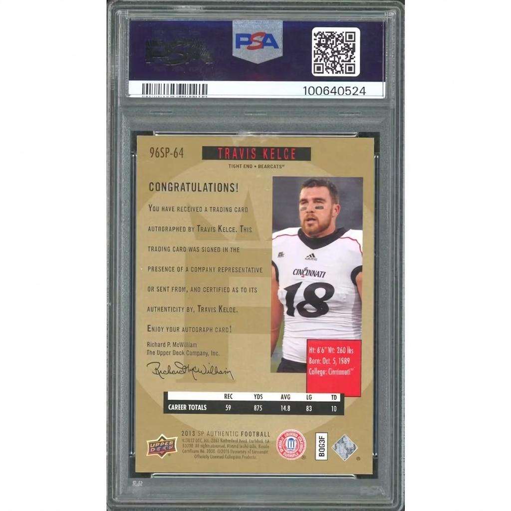 Travis Kelce Signed 2013 SP Authentic Card | PSA 9