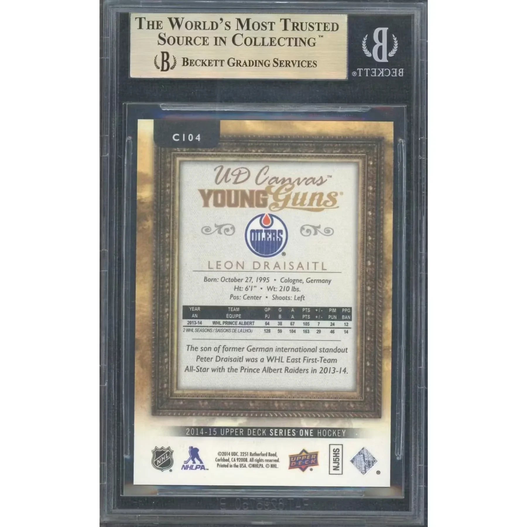 Leon Draisaitl 2014-15 Upper Deck Young Guns Canvas #C104 Card | BGS 9.5