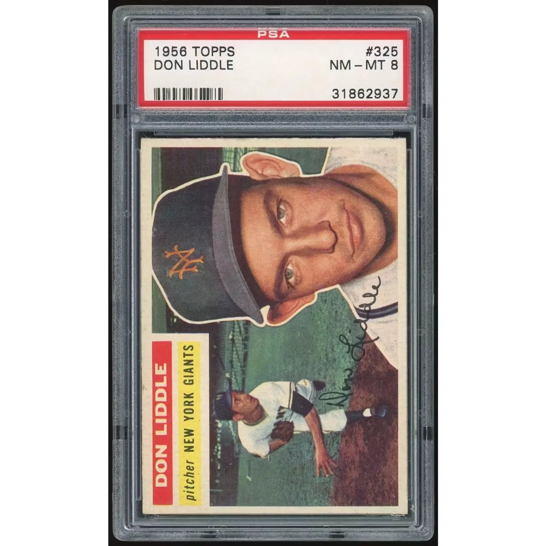 Don Liddle 1956 Topps #325 Baseball Card | PSA 8