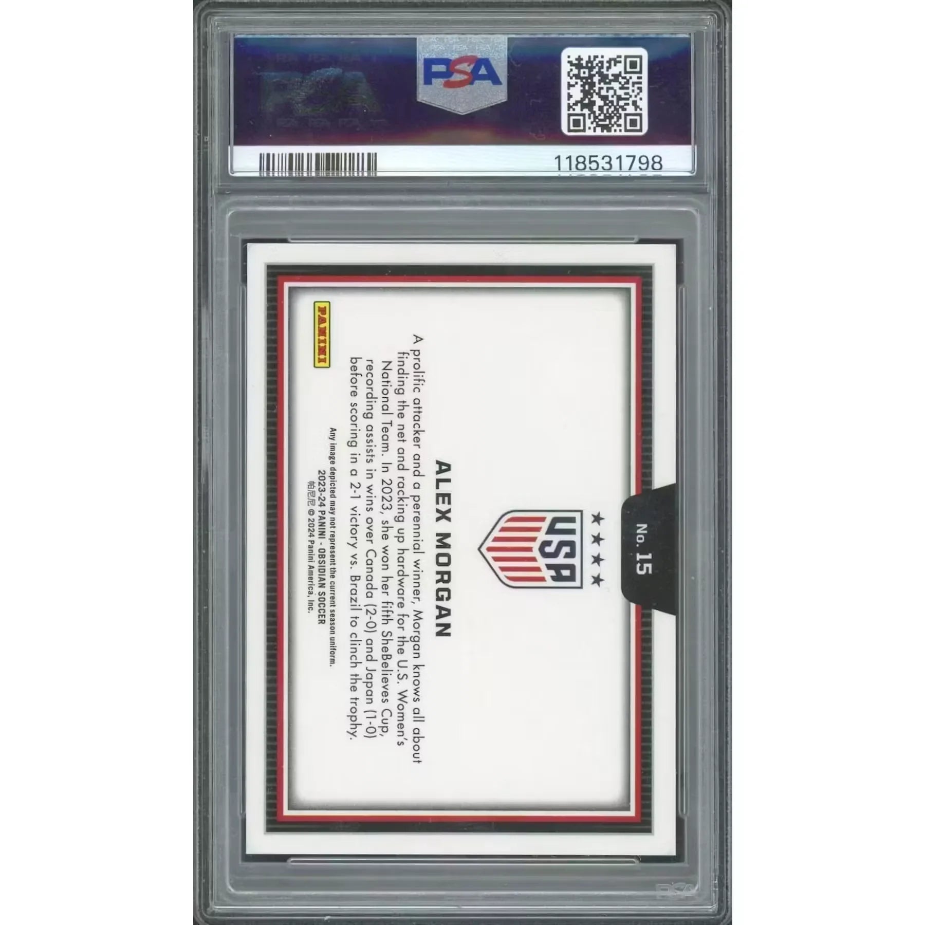 Alex Morgan 2023 Panini Obsidian Black Color Blast #15 | PSA 10