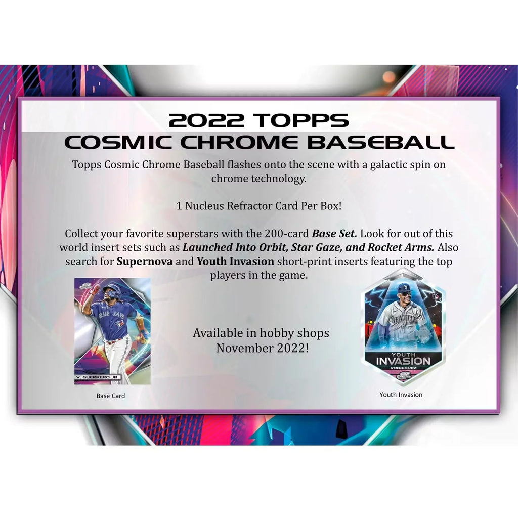 2022 Topps Cosmic Chrome Baseball Hobby Box (Ships Sealed Only)