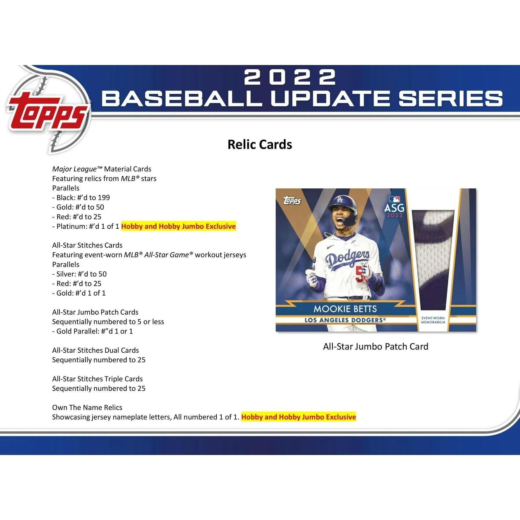 2022 Topps Update Series Baseball Hobby Box (Ships Sealed Only) - D