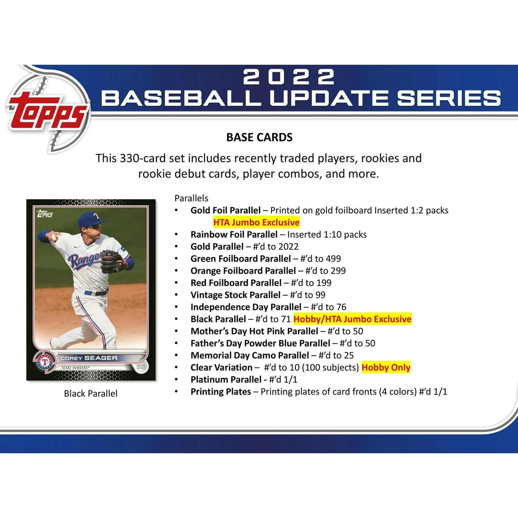2022 Topps Update Series Baseball Hobby Box (Ships Sealed Only) - D