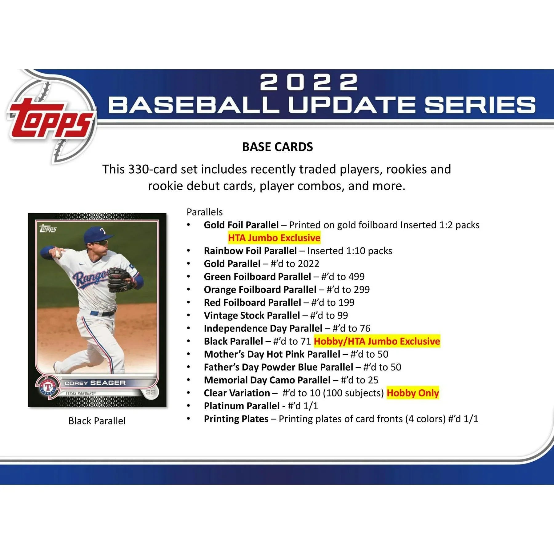 2022 Topps Update Series Baseball Hobby Box (Ships Sealed Only) - D