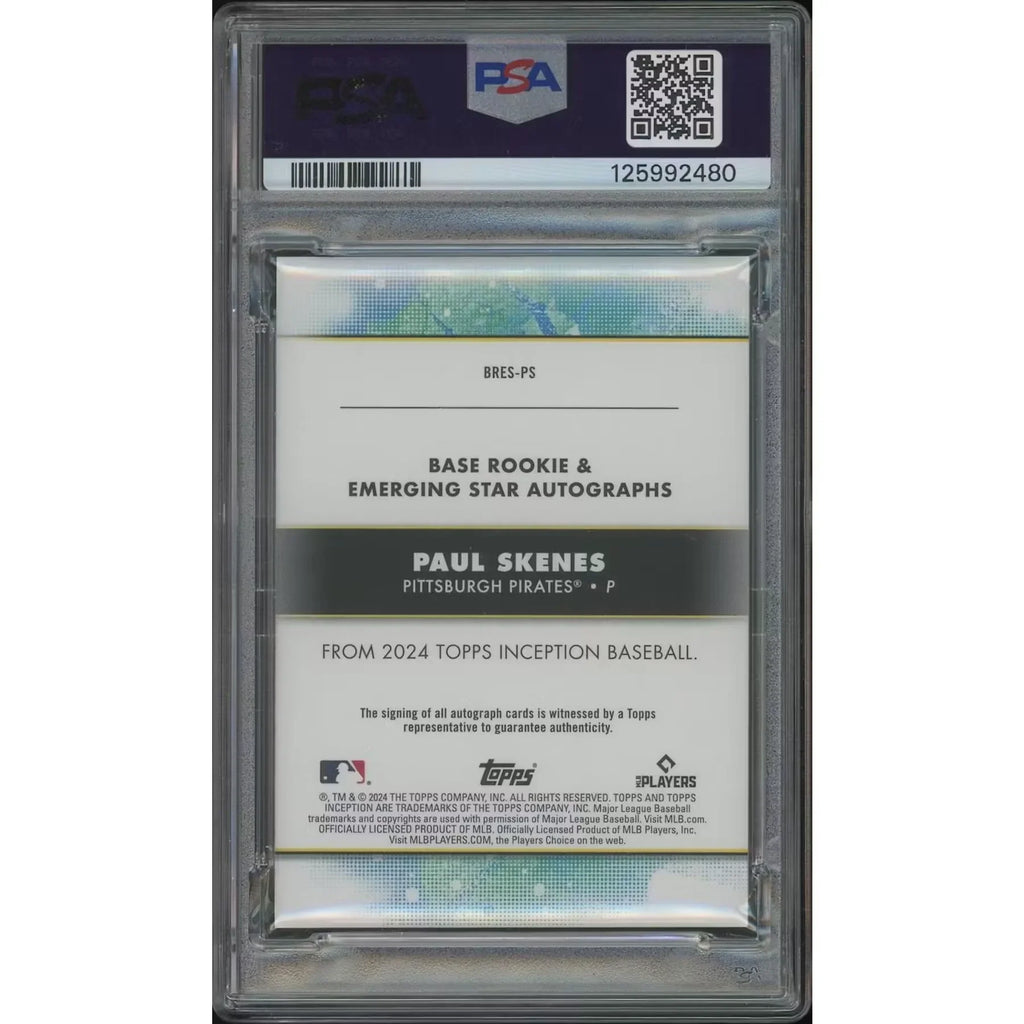 Paul Skenes Signed 2024 Topps Inception Rookie Card | Red Emerging Stars #24/50 PSA 7