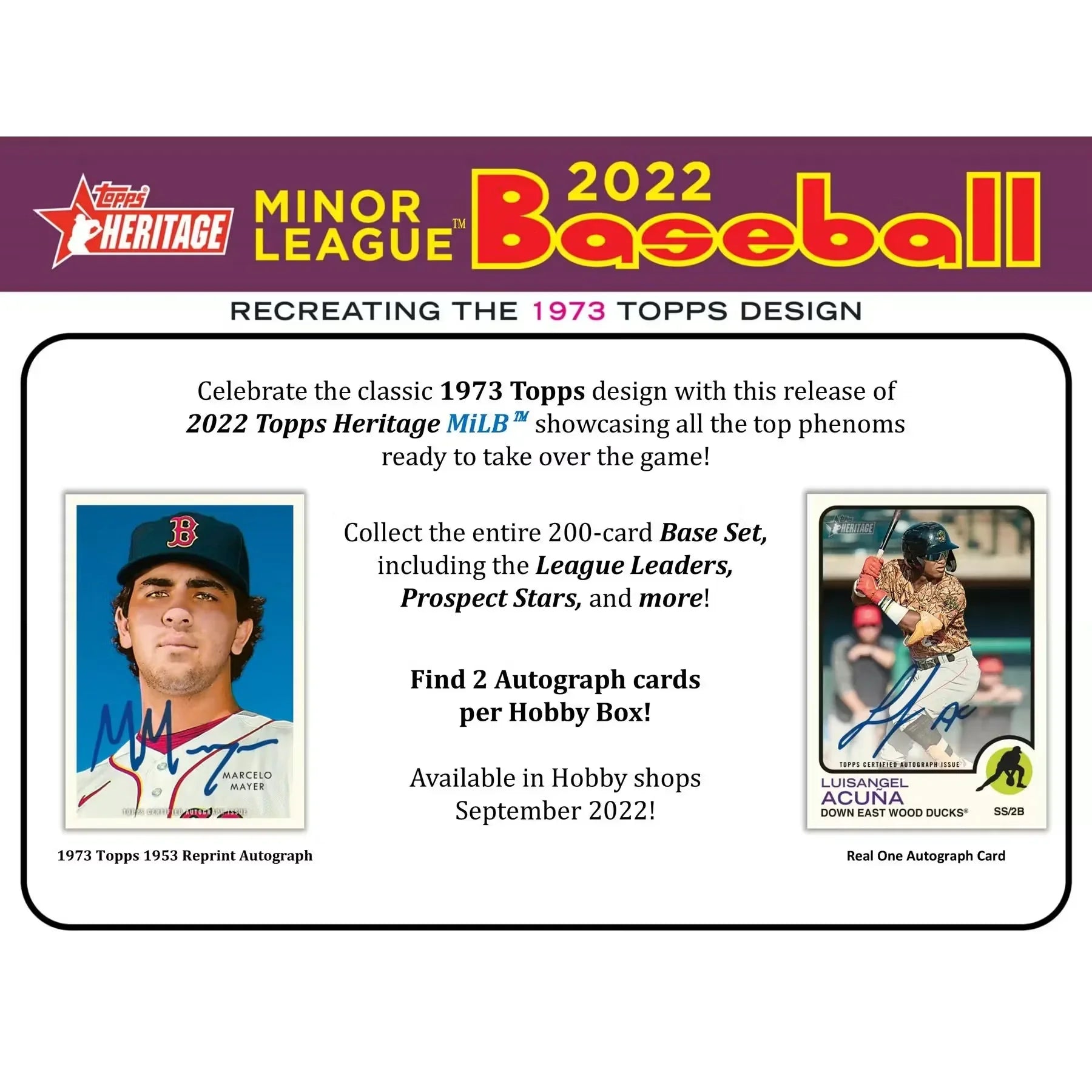 2022 Topps Heritage Minor League Baseball Hobby 12-Box Case (Ships Sealed Only)
