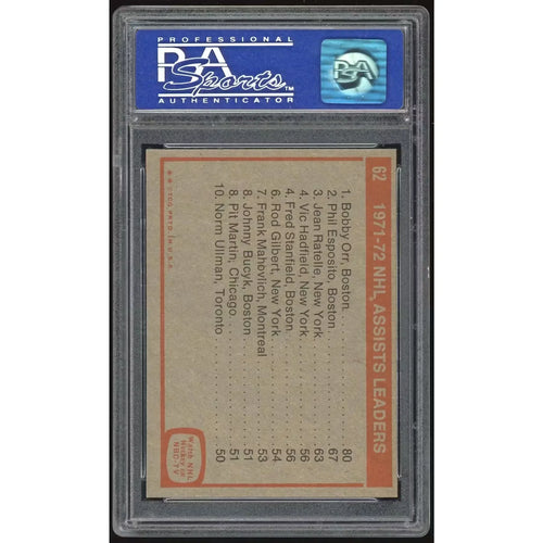 1972-73 Topps #62 NHL Assists Leaders Card | PSA 9
