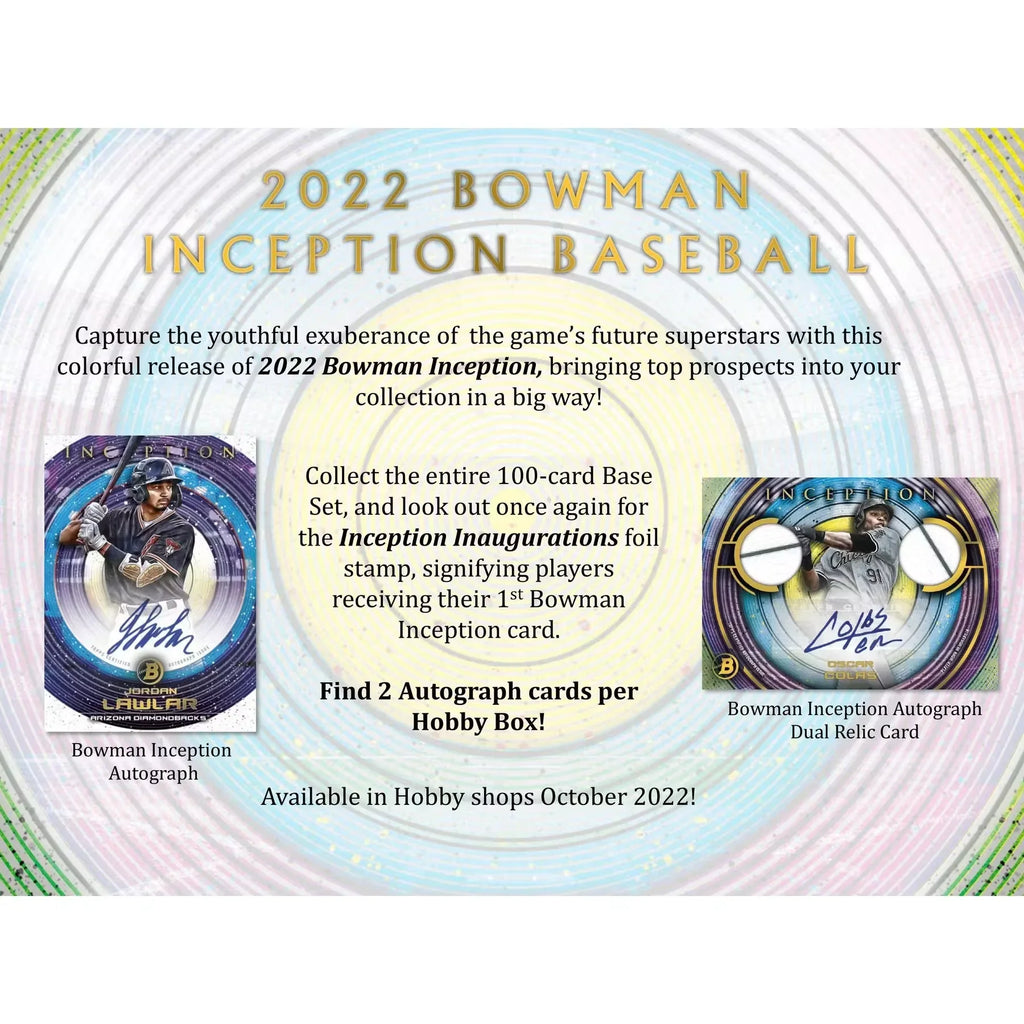 2022 Bowman Inception Baseball Hobby Box (Ships Sealed Only) - D