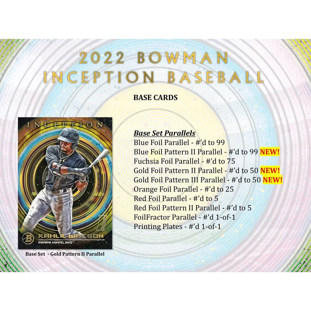 2022 Bowman Inception Baseball Hobby Box (Ships Sealed Only) - D
