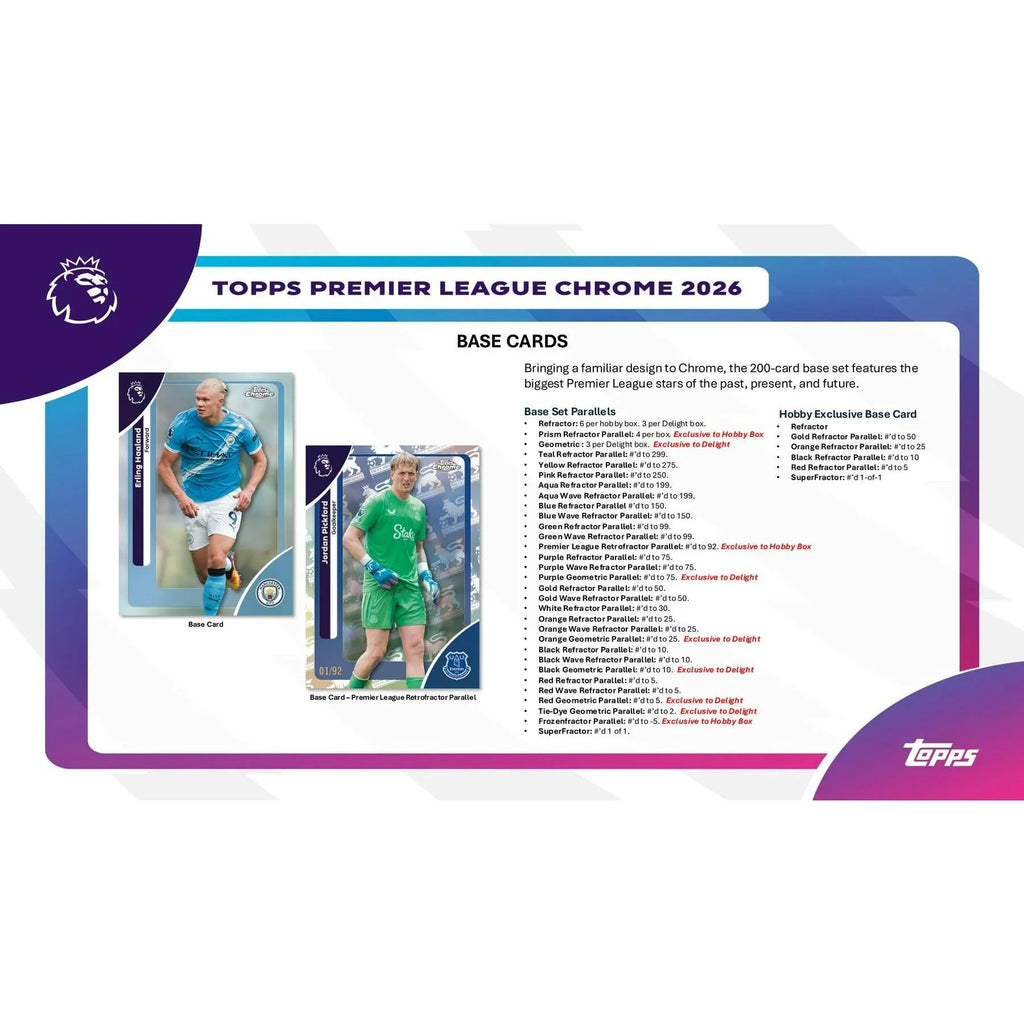 2026 Topps Chrome Premier League Hobby Box (Ships Sealed Only)