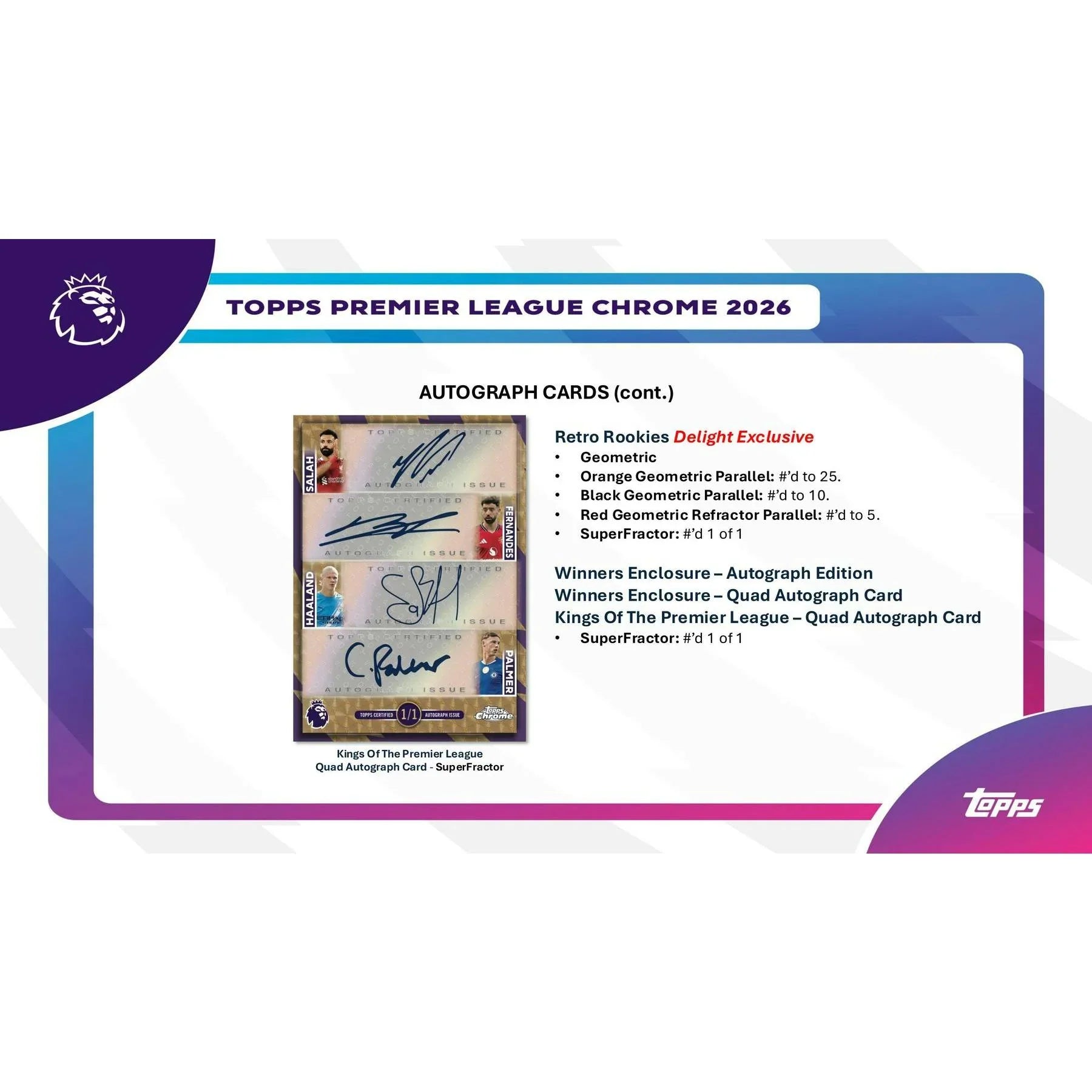 2026 Topps Chrome Premier League Hobby Box (Ships Sealed Only)