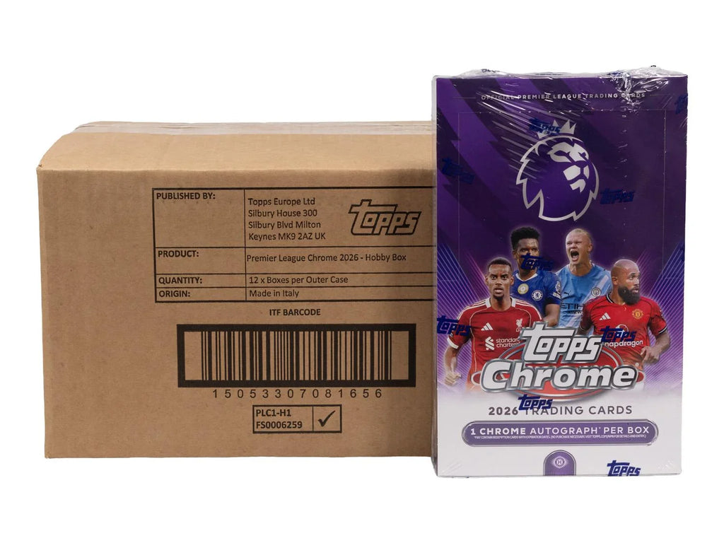 2026 Topps Chrome Premier League EPL Soccer Hobby 12 Box Case (Ships Sealed Only)