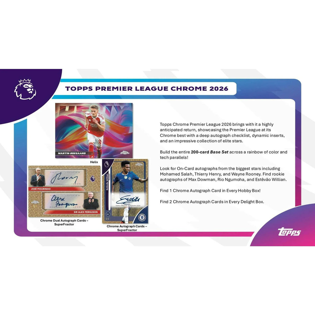 2026 Topps Chrome Premier League EPL Soccer Delight Box (Ships Sealed Only)