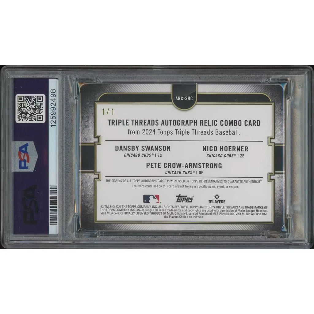 2024 Topps Triple Threads Swanson Hoerner Crow-Armstrong Printing Plate Patch Auto | PSA 8