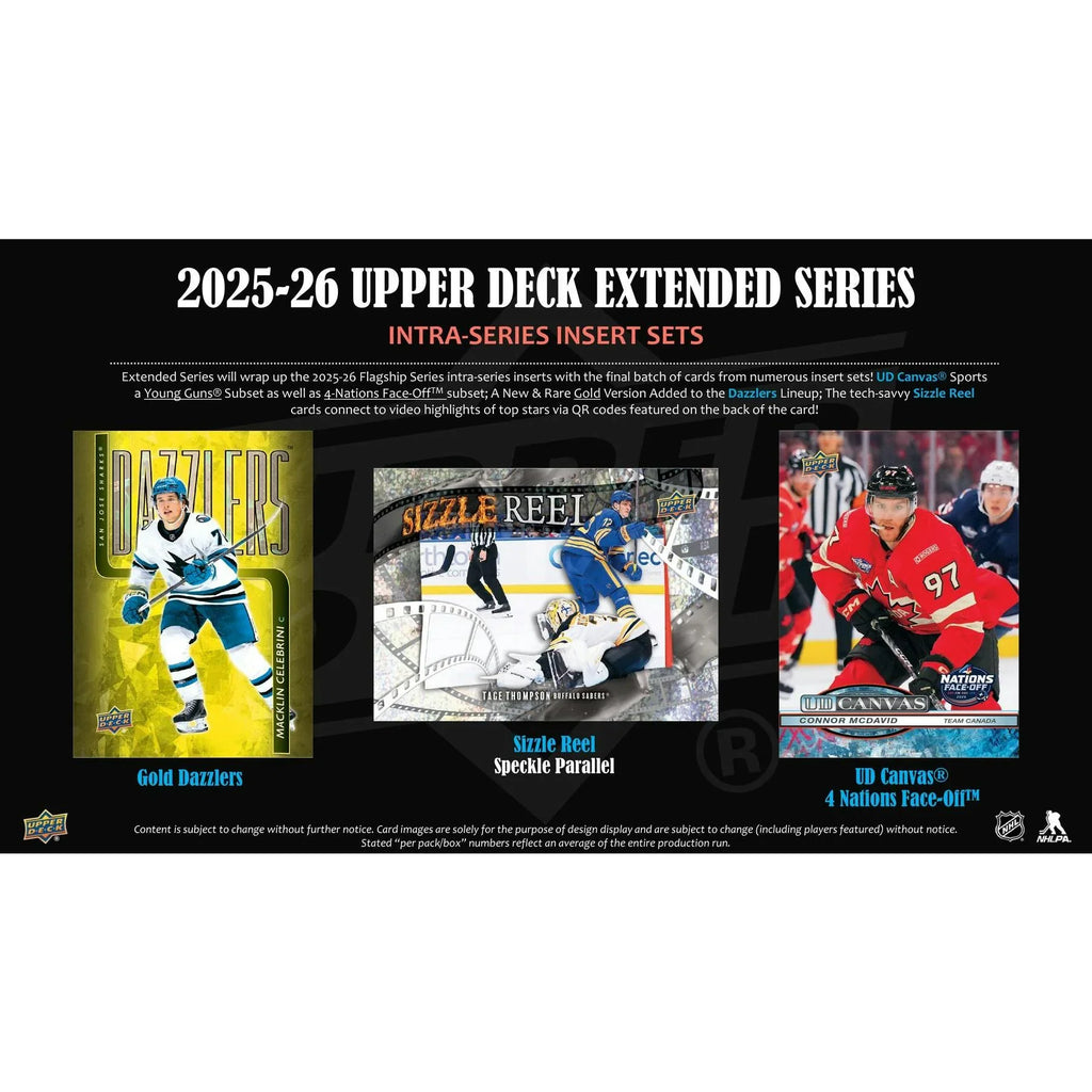2025 26 Upper Deck Extended Series Hockey Hobby Box Presell Releases Jun 3rd 2026 (Ships Sealed Only)