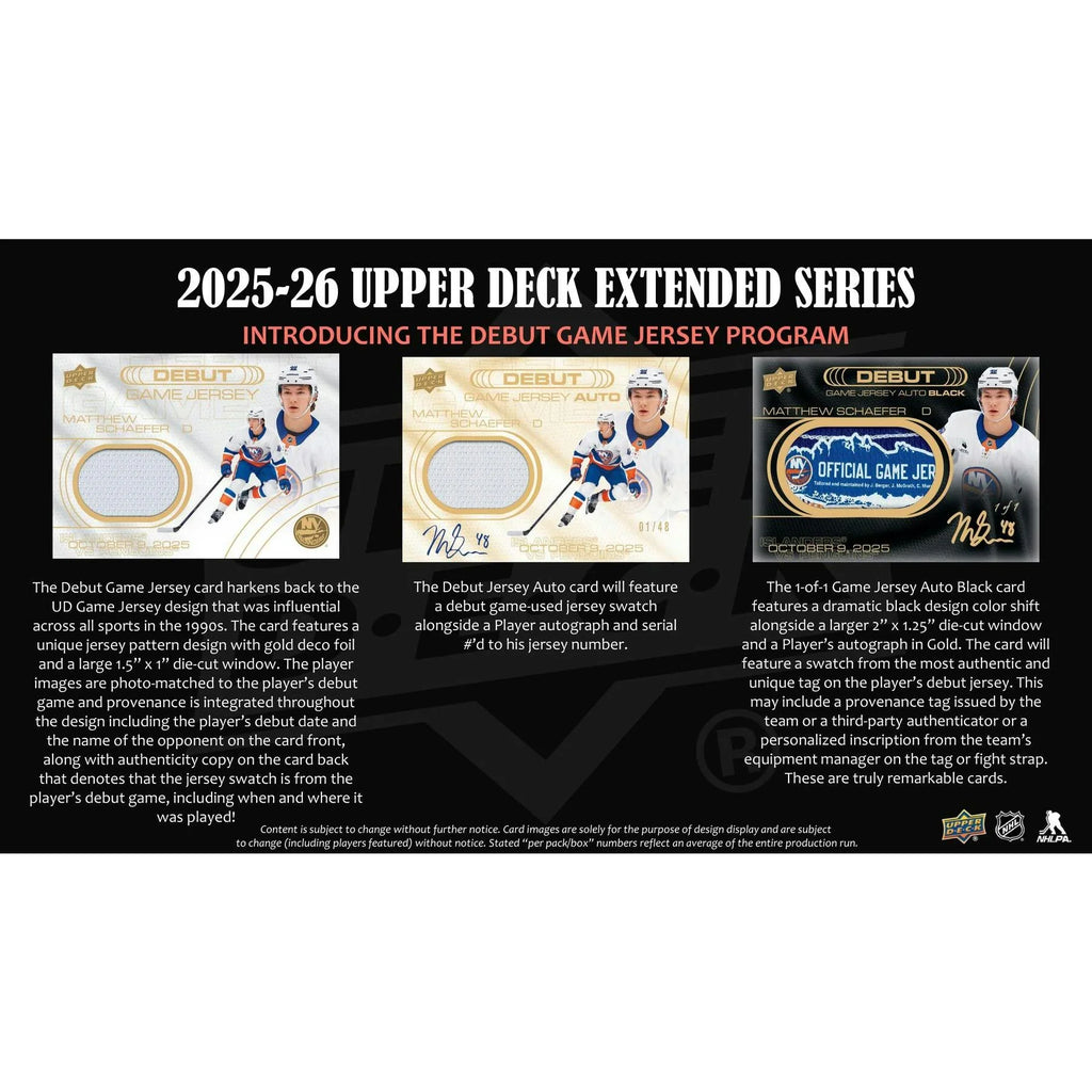 2025 26 Upper Deck Extended Series Hockey Hobby Box Presell Releases Jun 3rd 2026 (Ships Sealed Only)