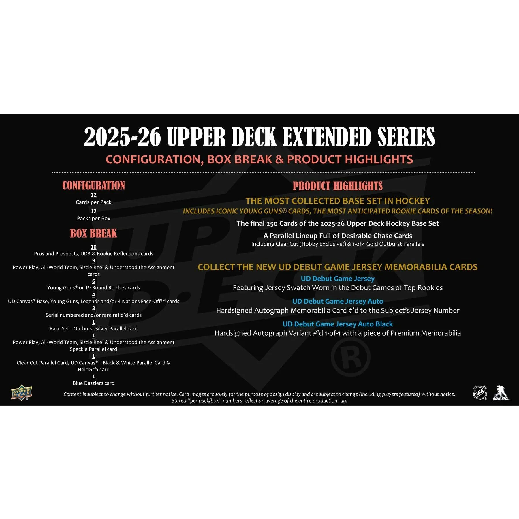 2025 26 Upper Deck Extended Series Hockey Hobby 12 Box Case Presell Releases Jun 3rd 2026 (Ships Sealed Only)