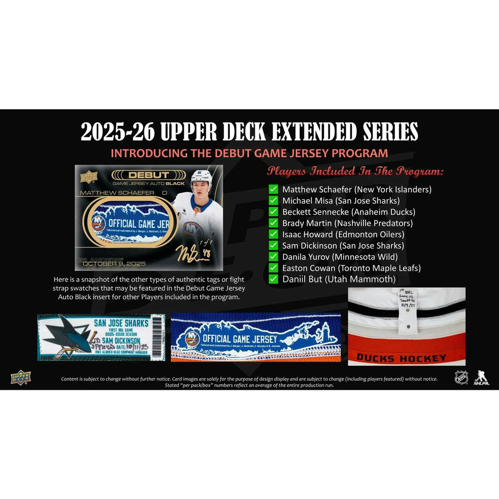 2025 26 Upper Deck Extended Series Hockey Hobby 12 Box Case Presell Releases Jun 3rd 2026 (Ships Sealed Only)
