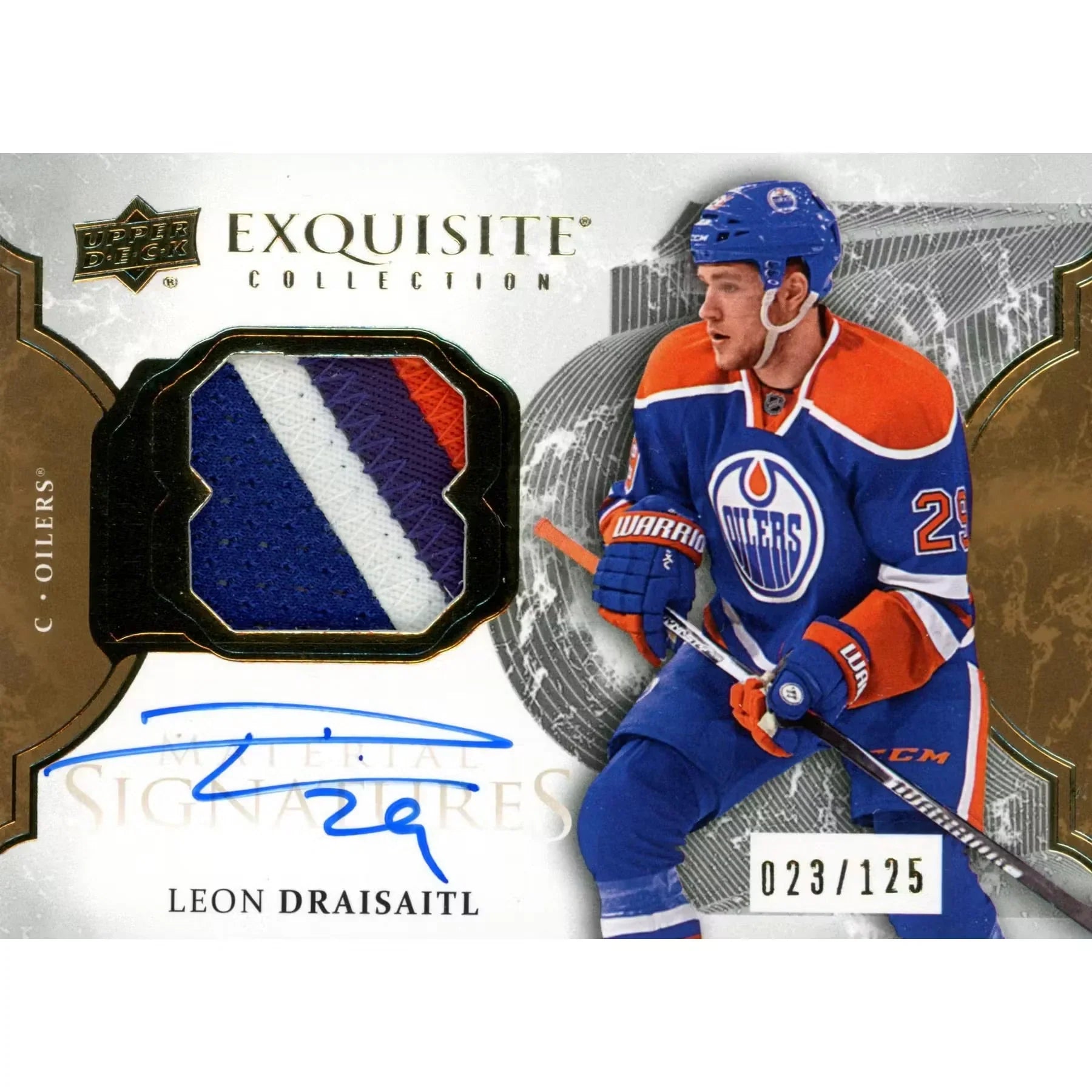 Leon Draisaitl Signed 2017 Upper Deck Exquisite Card | Patch Auto #023/125