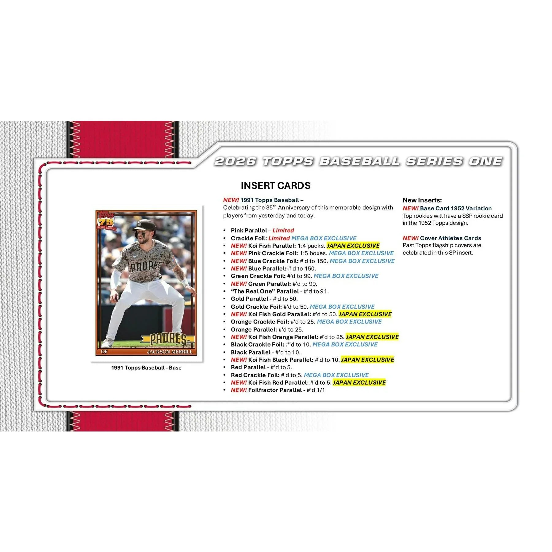2026 Topps Series 1 Baseball Mega 20 Box Case (Ships Sealed Only) - D2