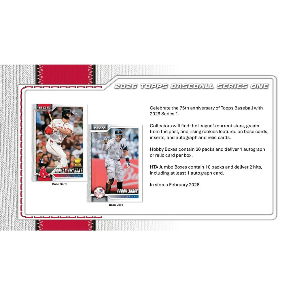 2026 Topps Series 1 Baseball Hobby Jumbo Box (Ships Sealed Only)