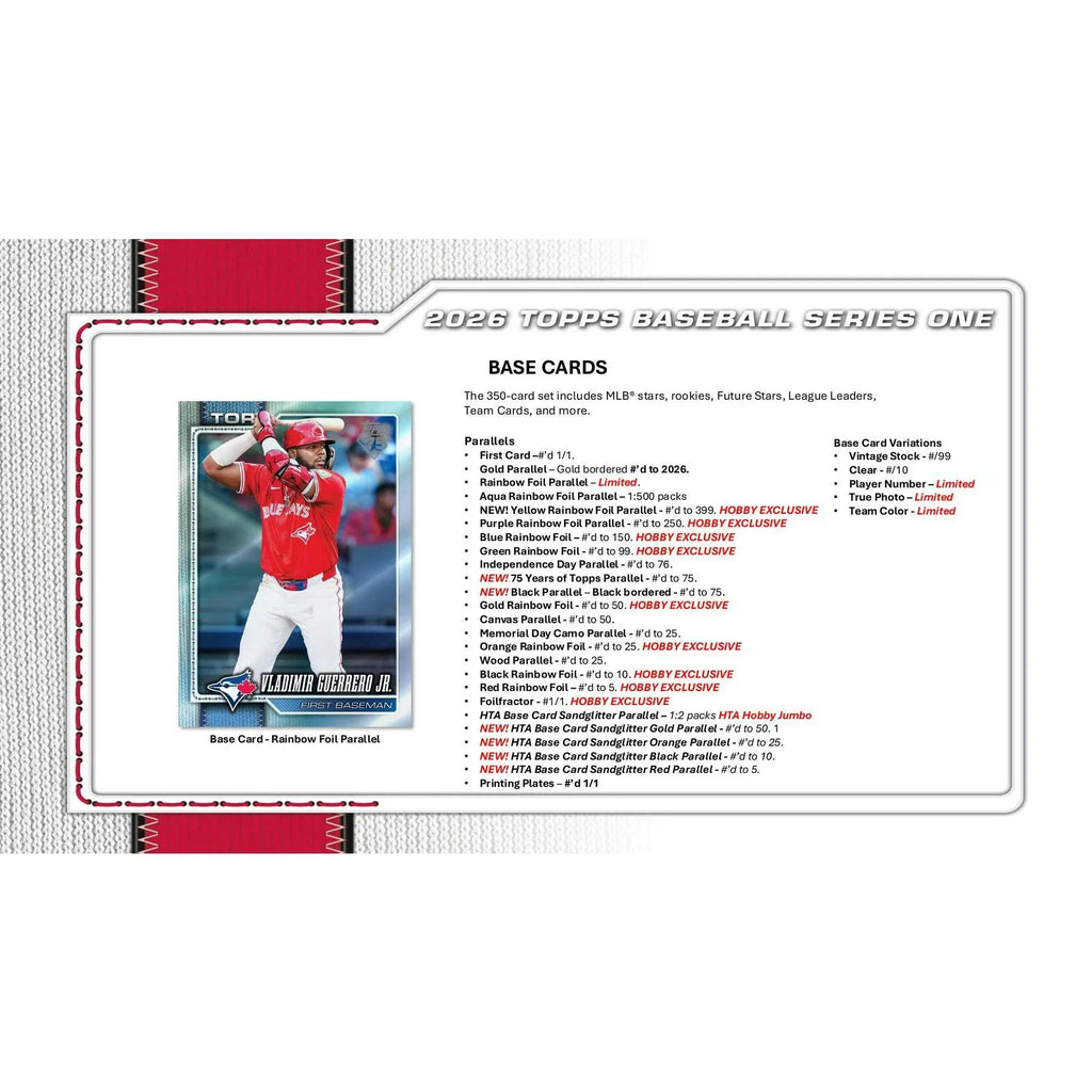 2026 Topps Series 1 Baseball Hobby Jumbo Box (Ships Sealed Only)