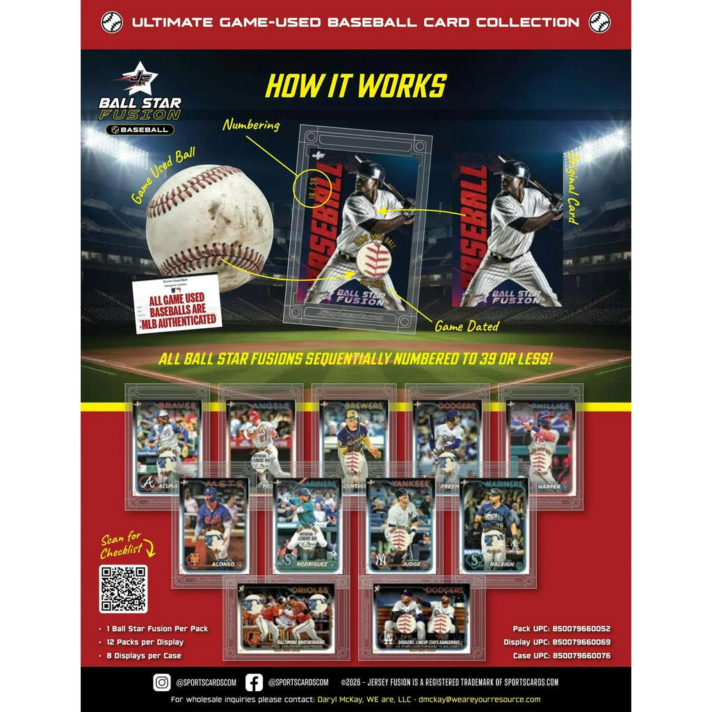 2026 Jersey Fusion Ball Star Baseball Hobby 8 Box Case (Ships Sealed Only)