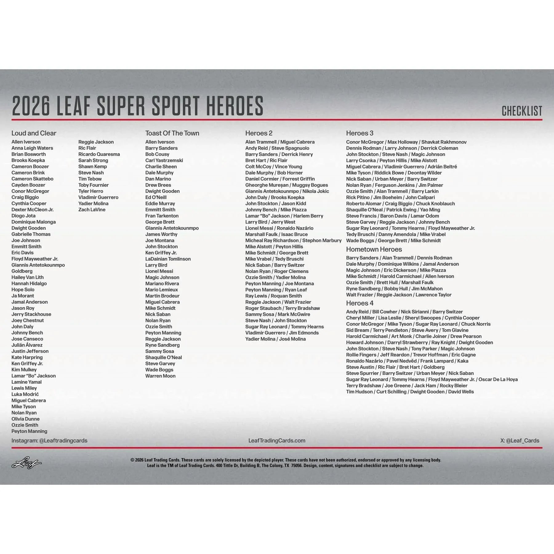 2026 Leaf Metal Super Sports Heroes Hobby Box (Ships Sealed Only)