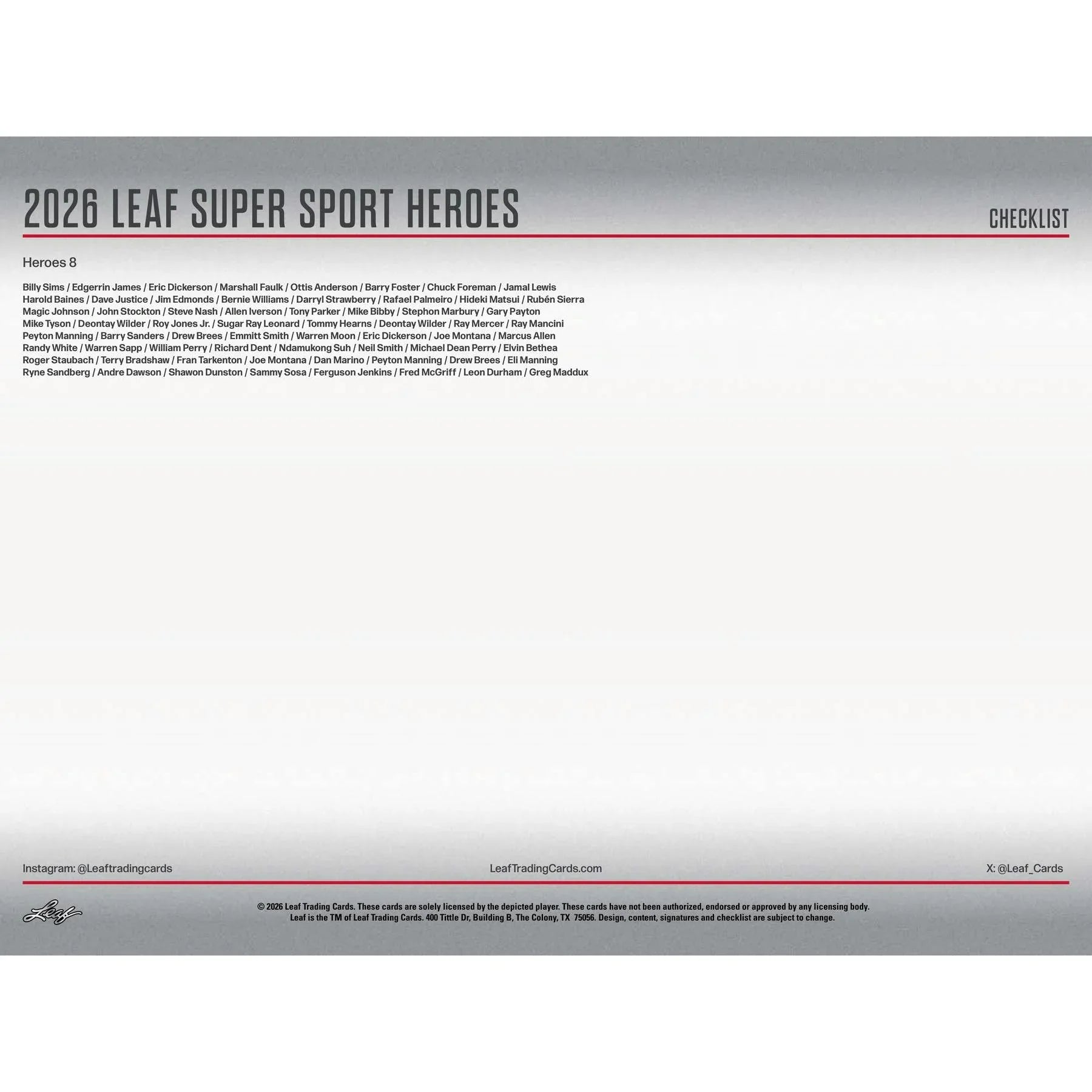 2026 Leaf Metal Super Sports Heroes Hobby Box (Ships Sealed Only)