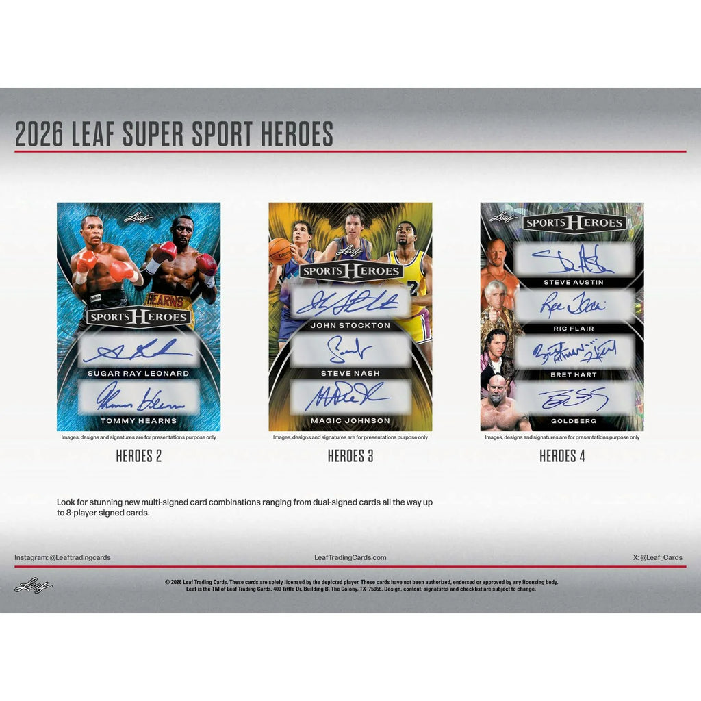 2026 Leaf Metal Super Sports Heroes Hobby Box (Ships Sealed Only)