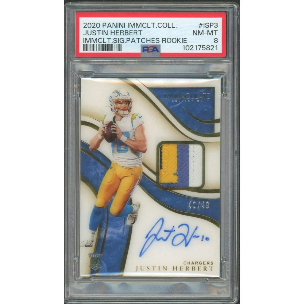Justin Herbert 2020 Panini Immaculate Rookie Patch Auto | PSA 8/49