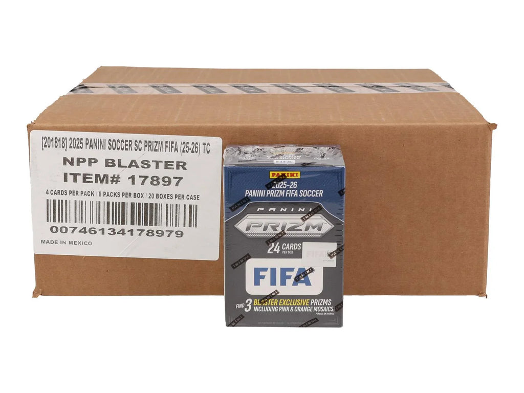 2025-26 Panini Prizm FIFA Soccer Blaster Case | 20 Boxes, Pink & Orange Mosaics (Ships Sealed Only) - D