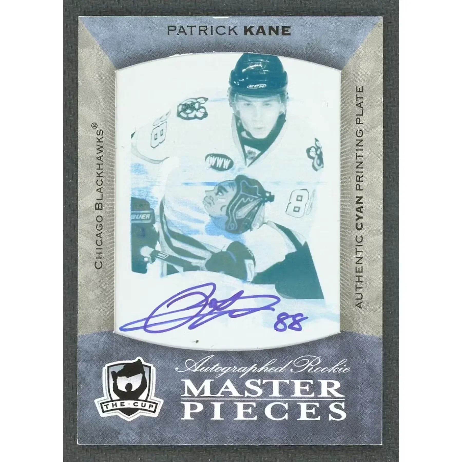 Patrick Kane Signed 2007-08 The Cup Rookie Masterpieces Printing Plate 1/1